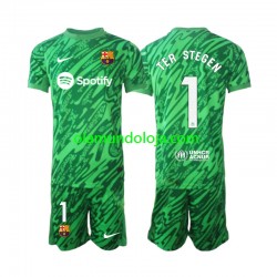 Camisola FC Barcelona Ter Stegen 1 Guarda-redes Criança Equipamento Primeiro 2024-2025 Manga Curta